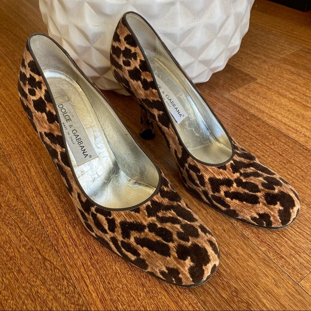 🦋 DOLCE & GABBANA Suede Leopard Pumps Heels Size 8 / EU38.5